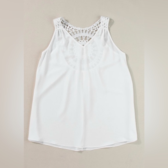 Boho Festival Crochet Patchwork Sleeveless Tunic White, Size M, NWT - Picture 9 of 13